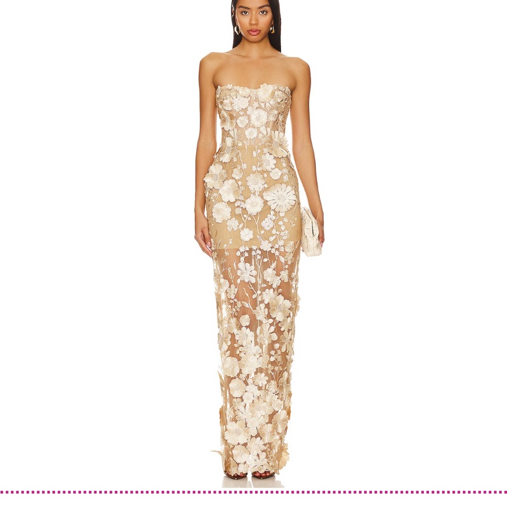 Bronx and Banco Gold Strapless Sequin Gown